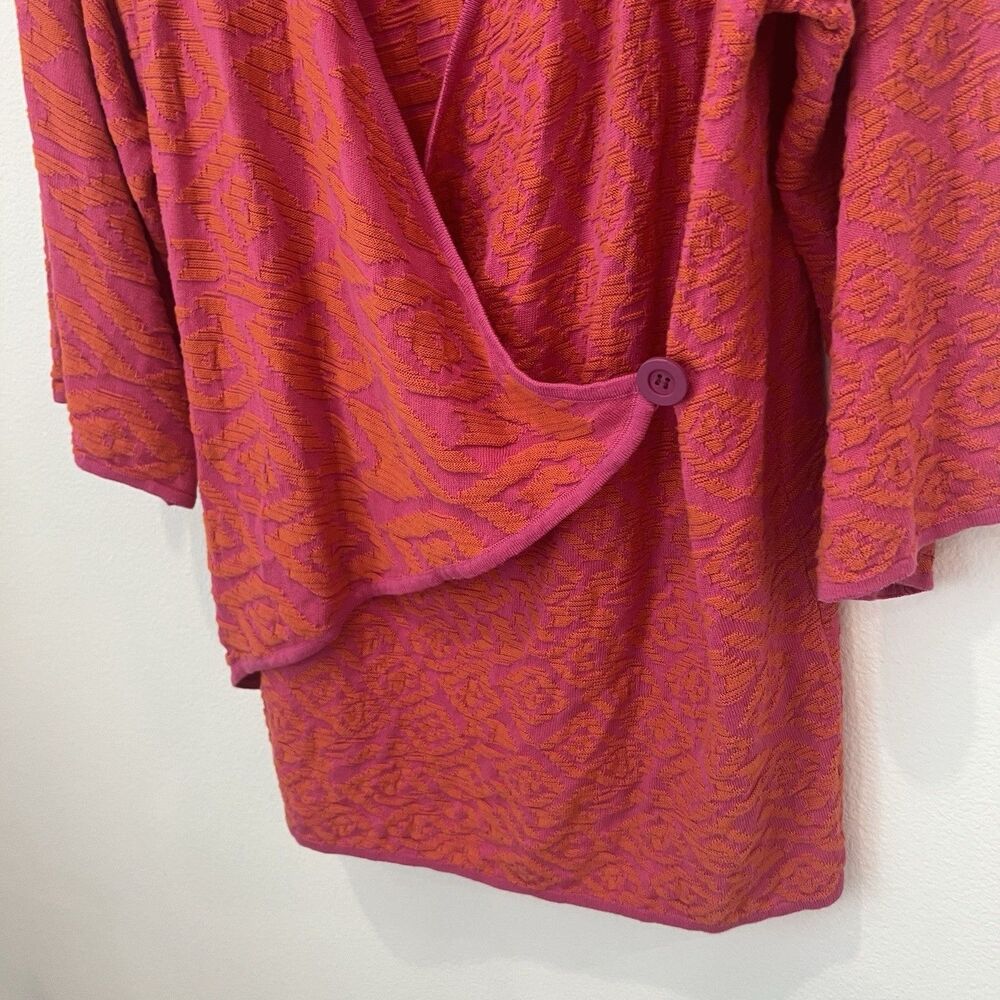 gudrun sjoden Wrap Blouse Cardigan Large Pink Asymmetrical Lagenlook Vibrant FF - Picture 4 of 9